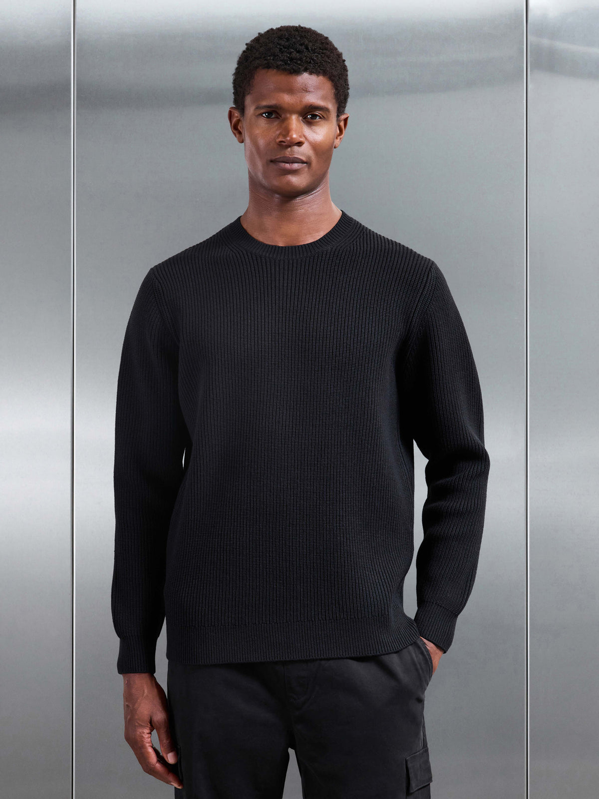 Chunky Ribbed Sweatshirt in Black