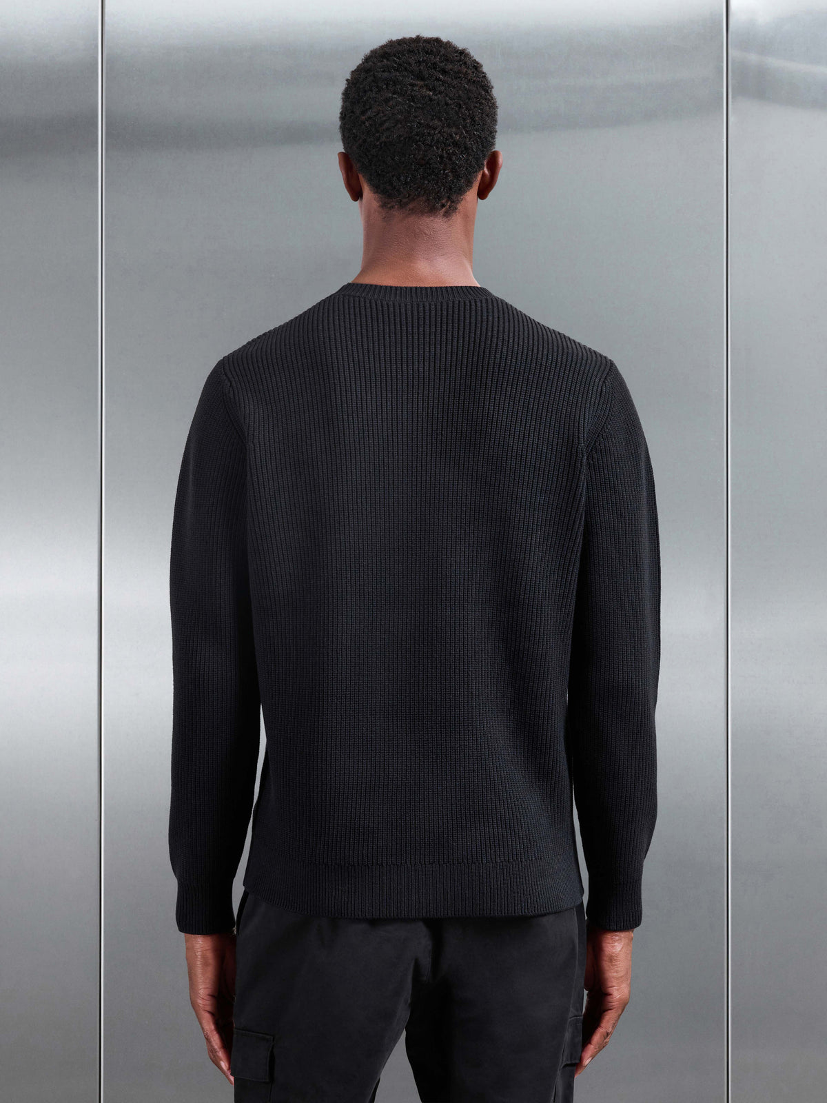 Chunky Ribbed Sweatshirt in Black