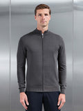 Cotton Knitted Zip Jacket In Grey