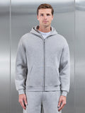 Essential Relaxed Zip Hoodie in Marl Grey