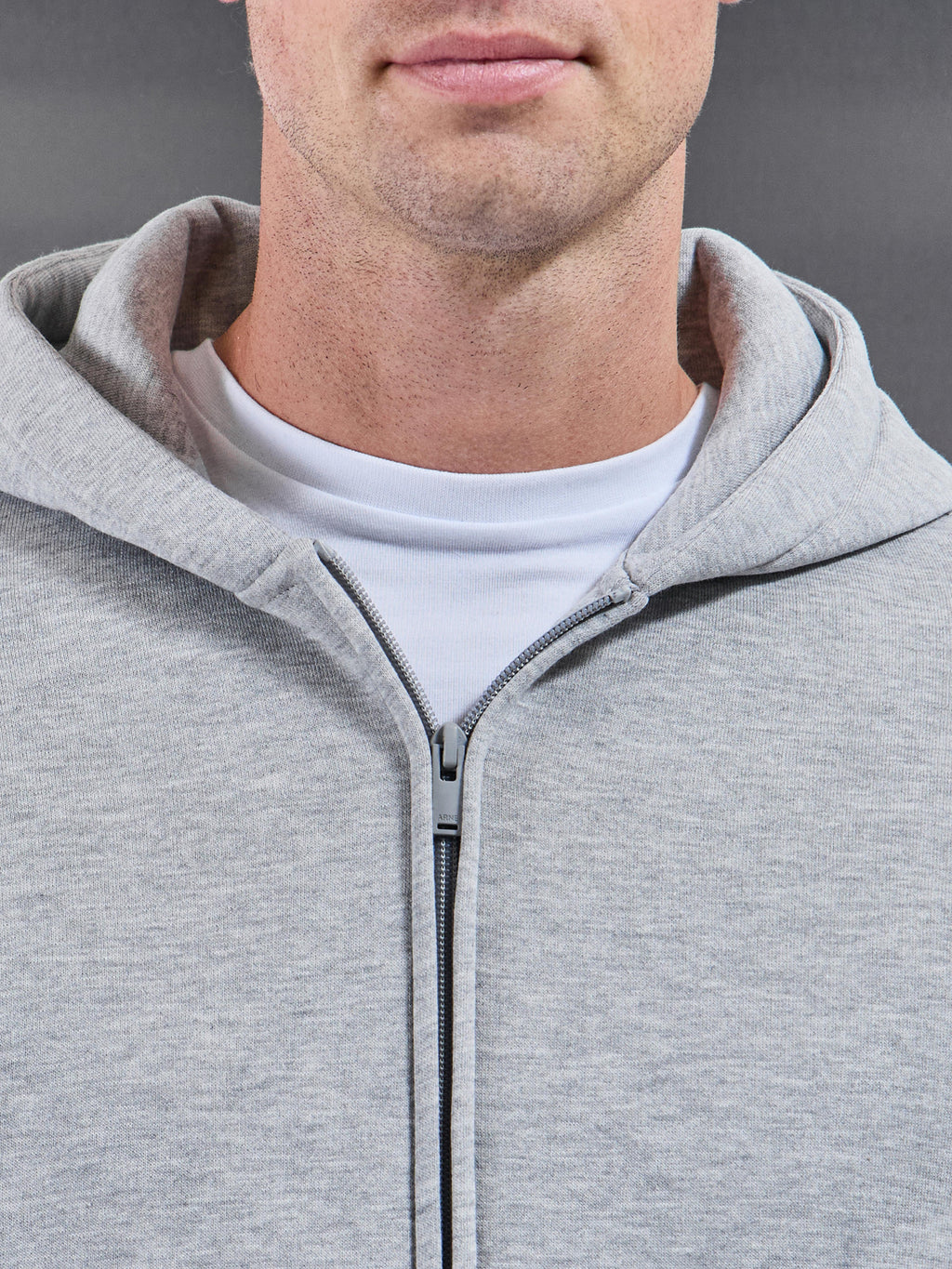 Essential Relaxed Zip Hoodie in Marl Grey