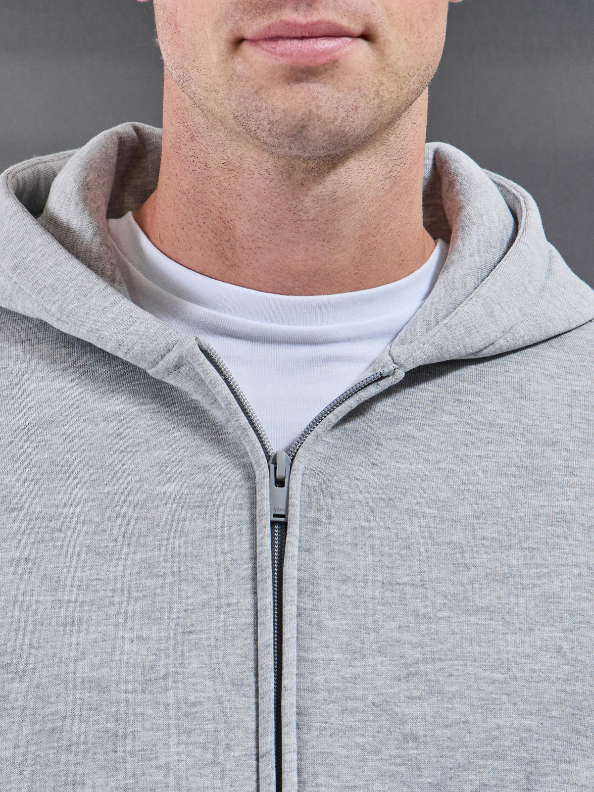 Essential Relaxed Zip Hoodie in Marl Grey