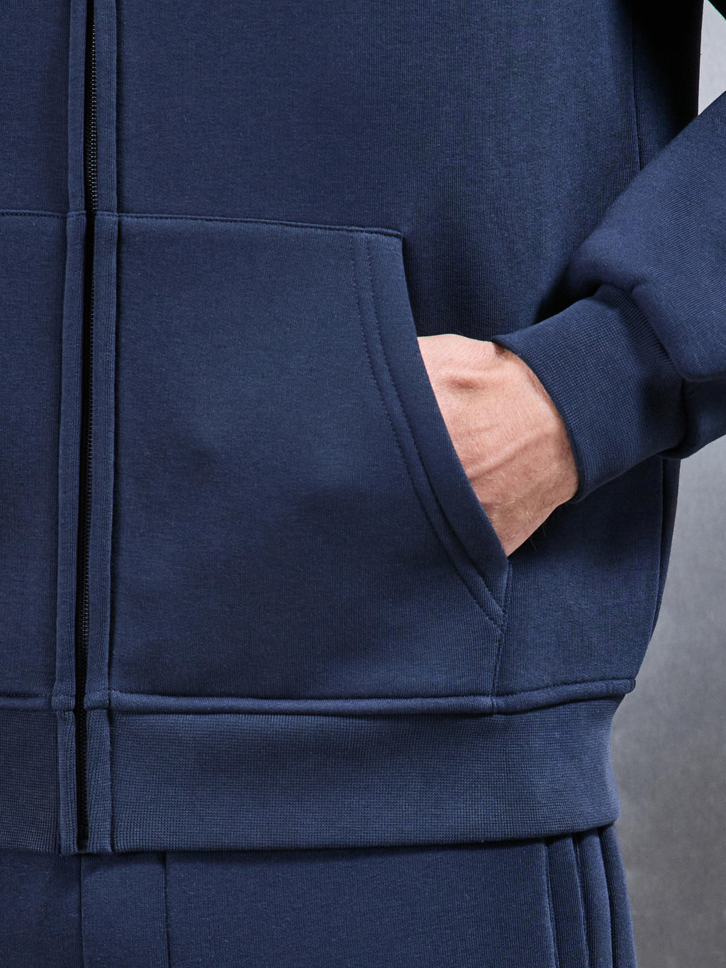 Essential Relaxed Zip Hoodie in Navy