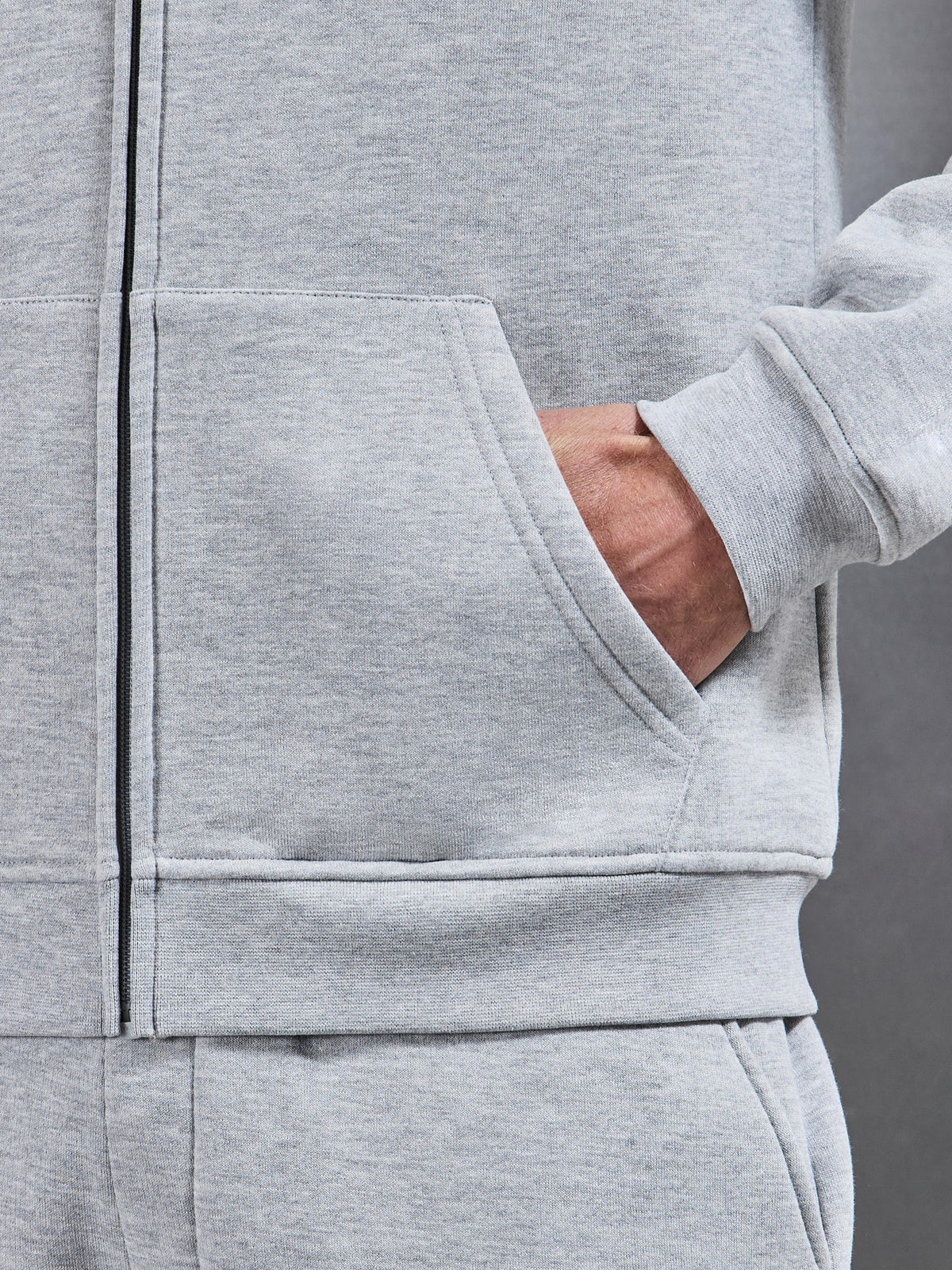 Essential Zip Hoodie in Marl Grey