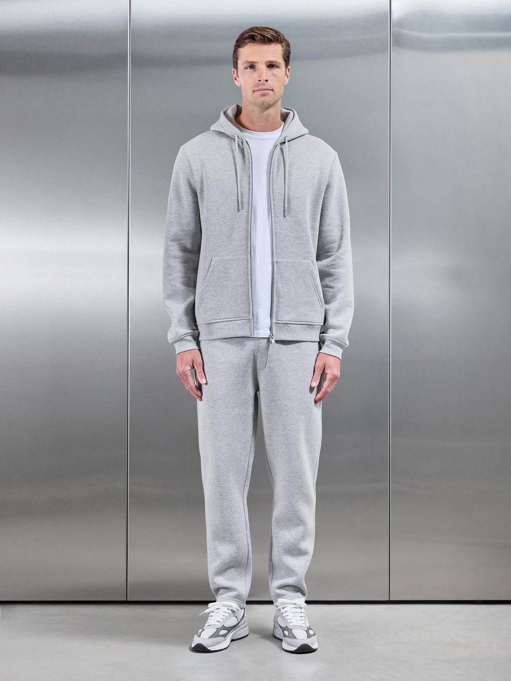 Essential Zip Hoodie in Marl Grey