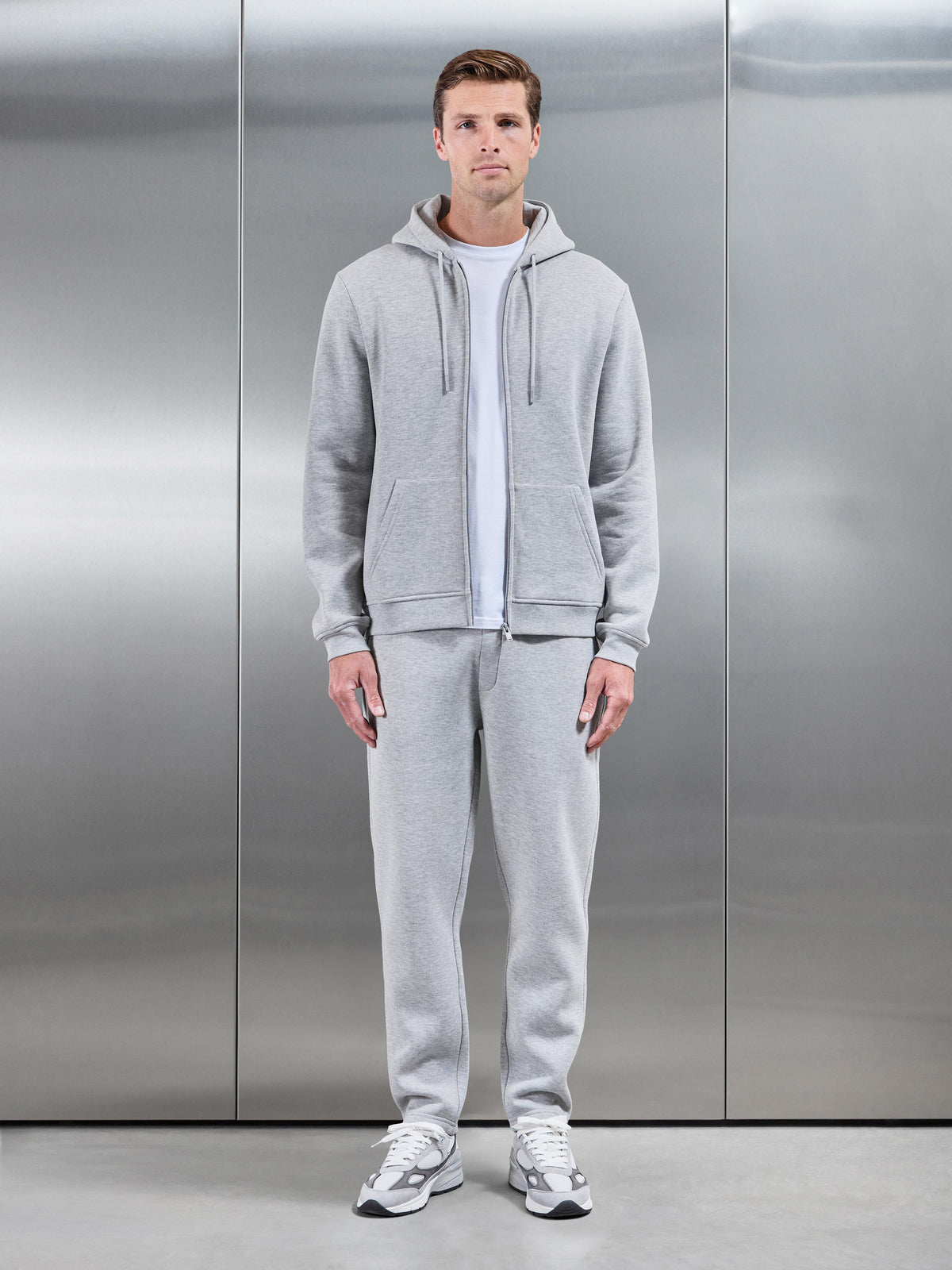 Essential Zip Hoodie in Marl Grey