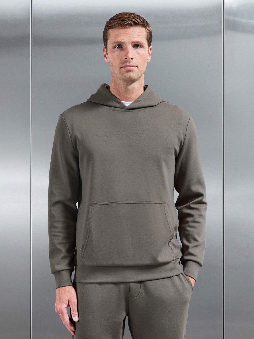 Interlock Jersey Essential Hoodie in Taupe