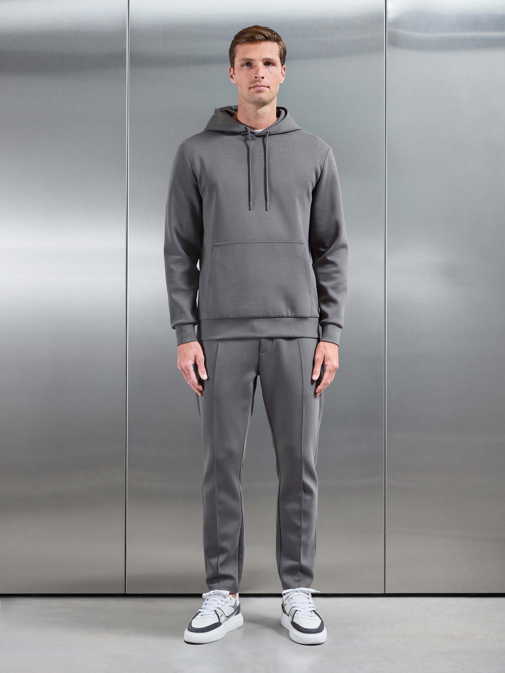 Interlock Jersey Hoodie in Charcoal