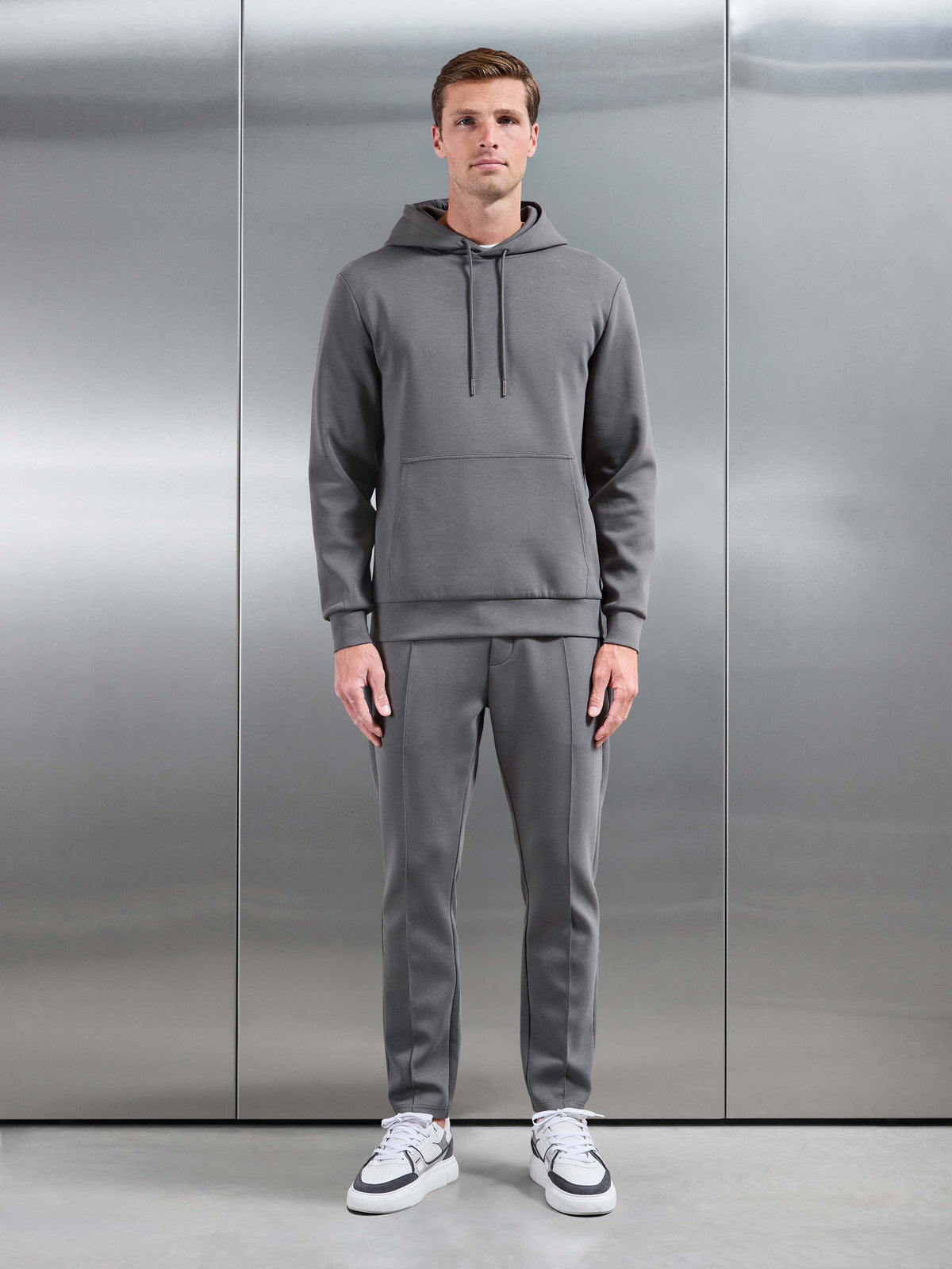 Interlock Jersey Hoodie in Charcoal