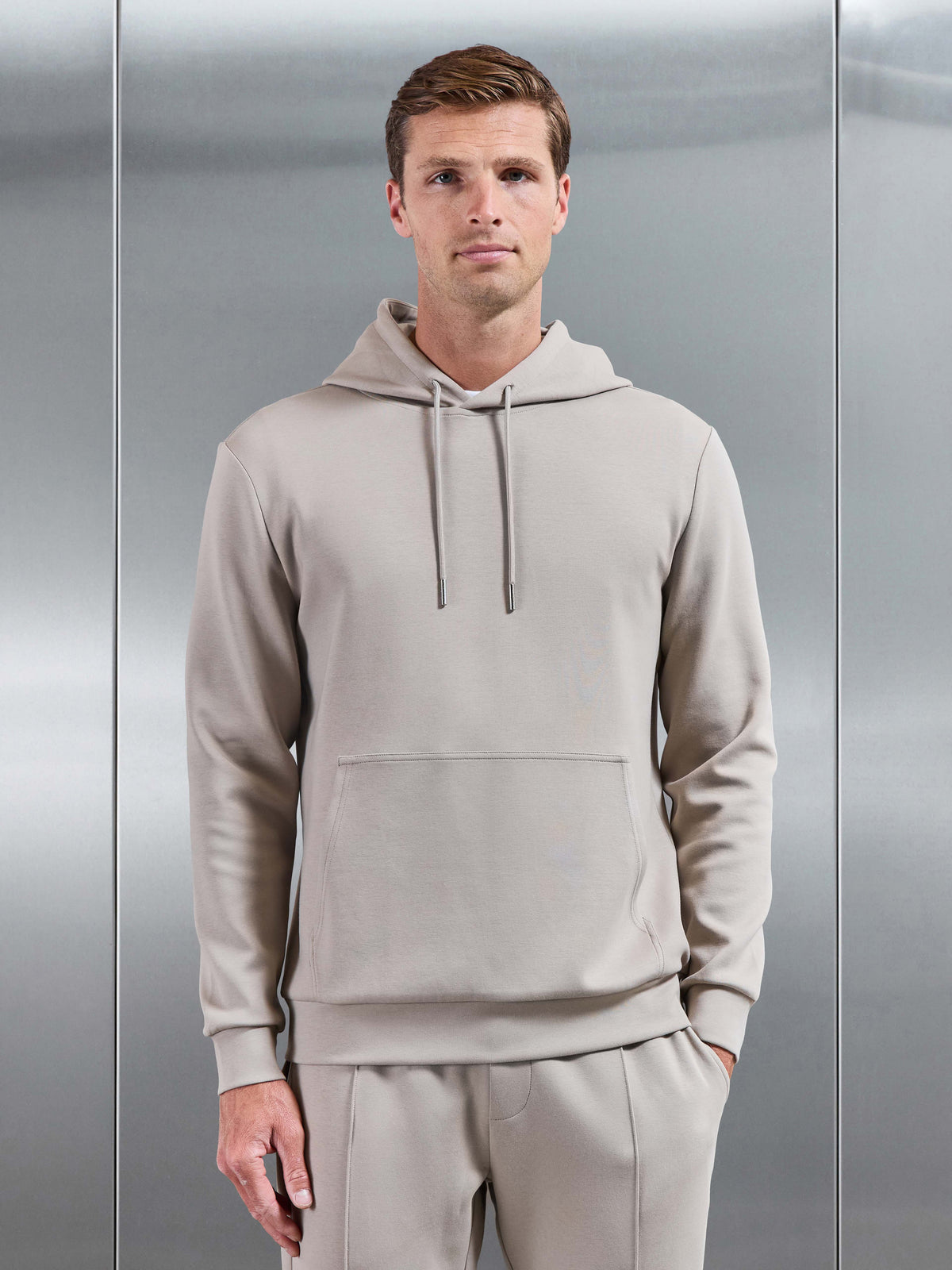 Interlock Jersey Hoodie in Stone