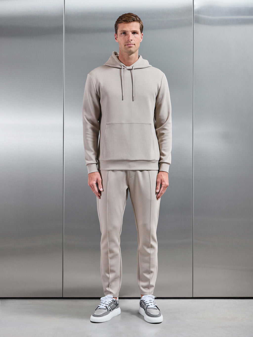 Interlock Jersey Hoodie in Stone