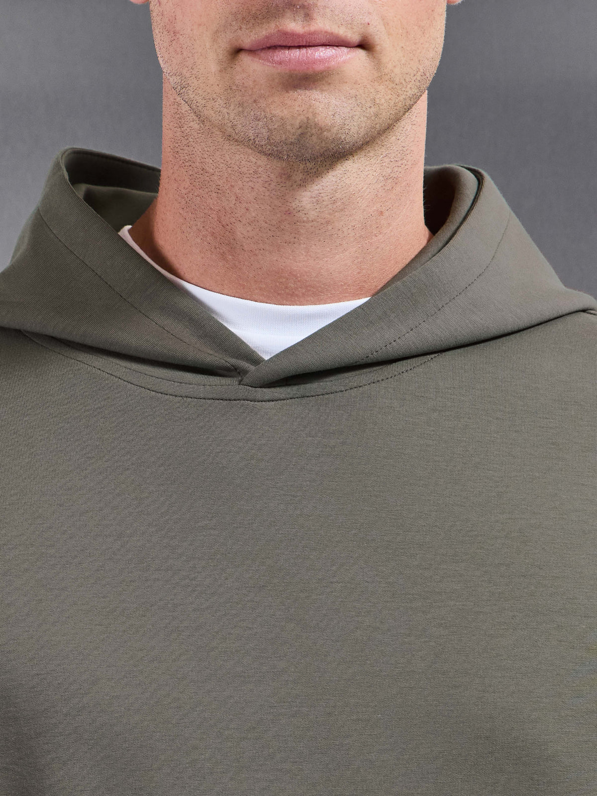 Interlock Jersey Relaxed Fit Hoodie in Taupe