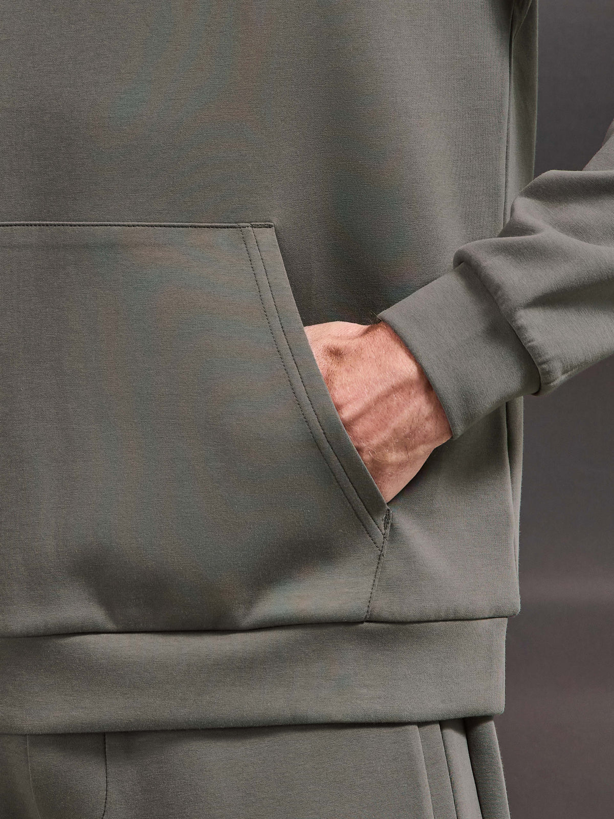 Interlock Jersey Relaxed Fit Hoodie in Taupe