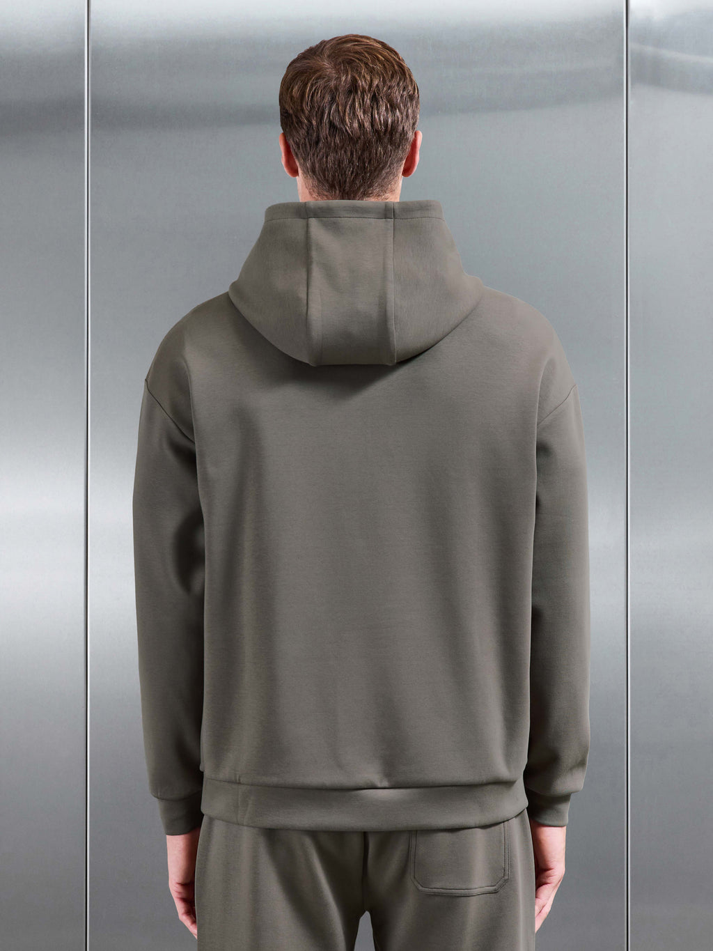 Interlock Jersey Relaxed Fit Hoodie in Taupe