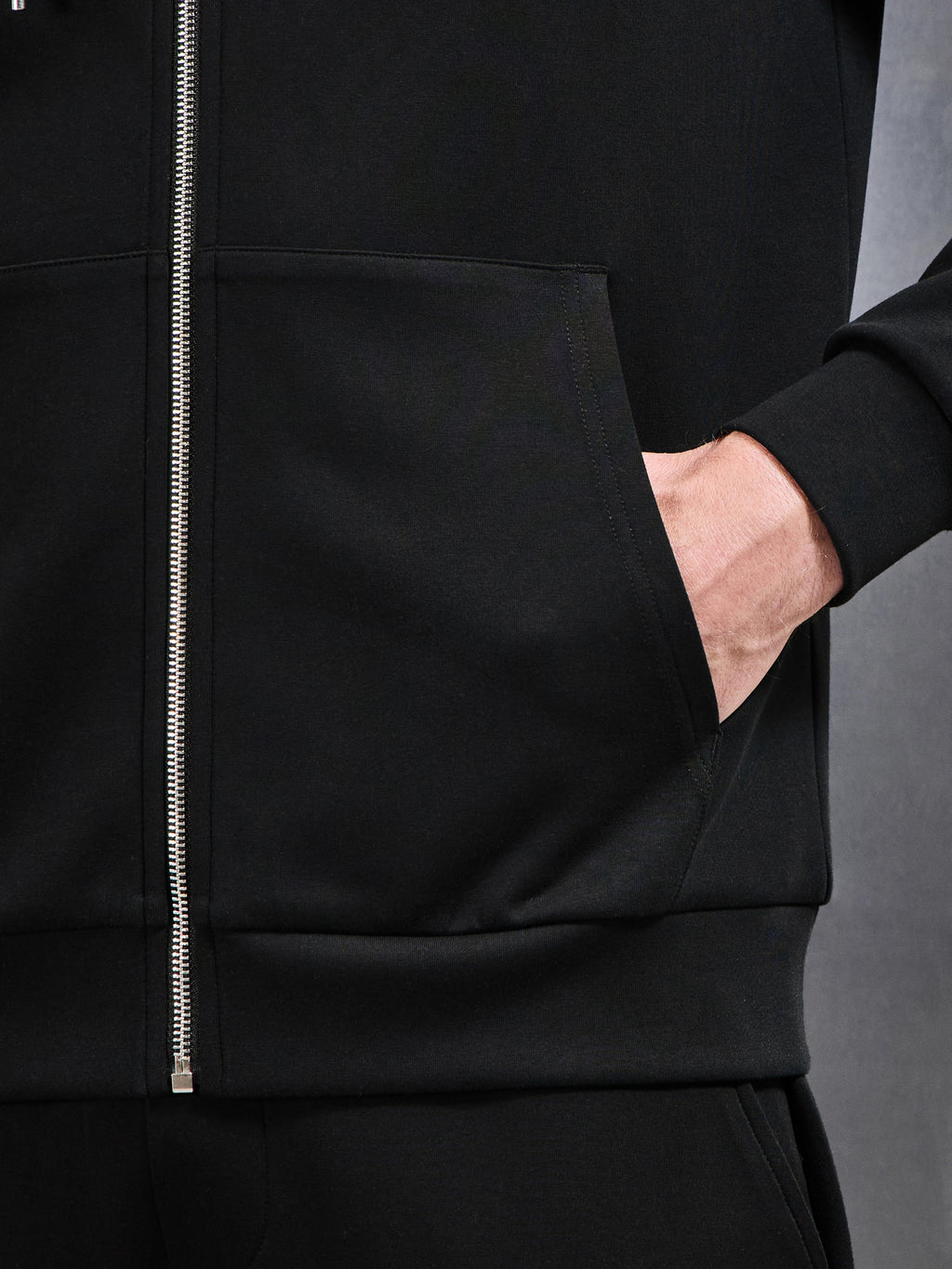 Interlock Jersey Zip Hoodie in Black
