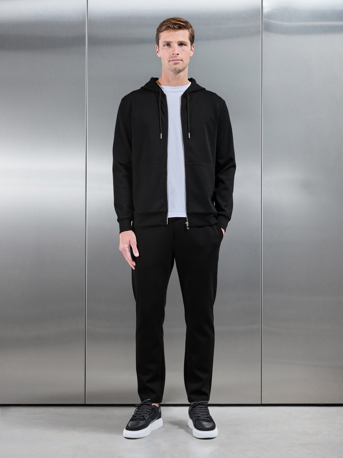 Interlock Jersey Zip Hoodie in Black