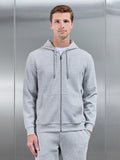Interlock Jersey Zip Hoodie in Marl Grey