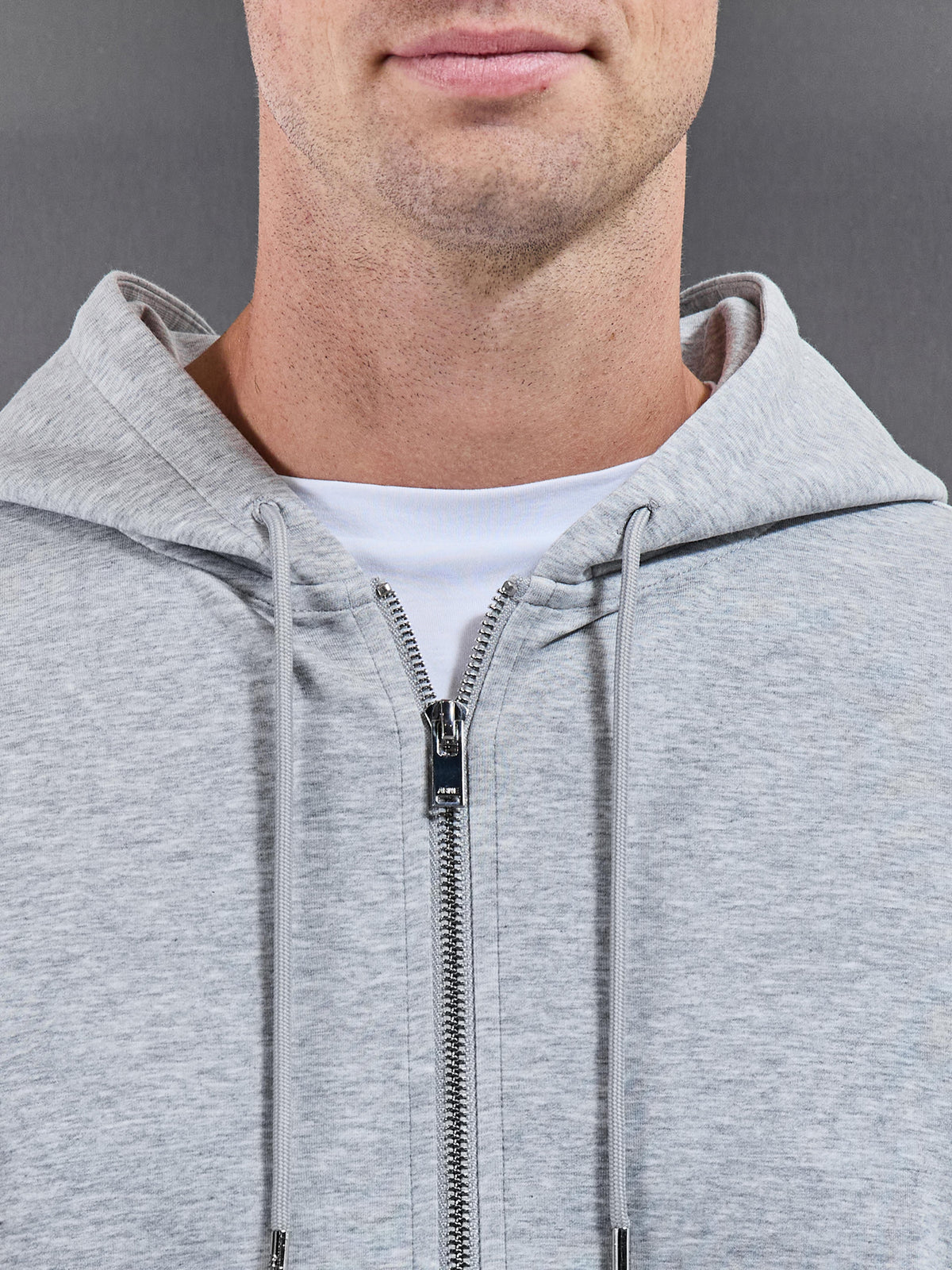 Interlock Jersey Zip Hoodie in Marl Grey