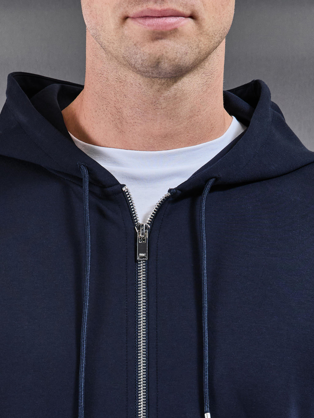 Interlock Jersey Zip Hoodie in Navy