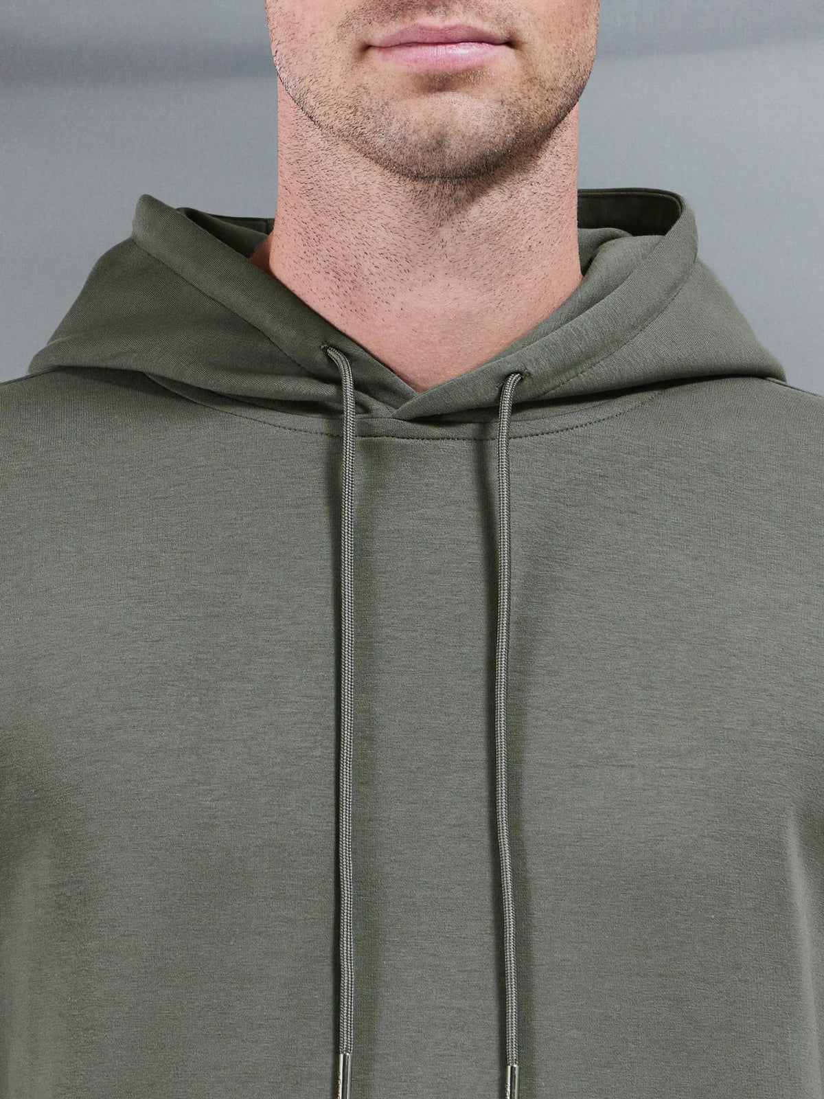 Interlock Jersey Hoodie in Sage – slim fit men's hoodie – view 3