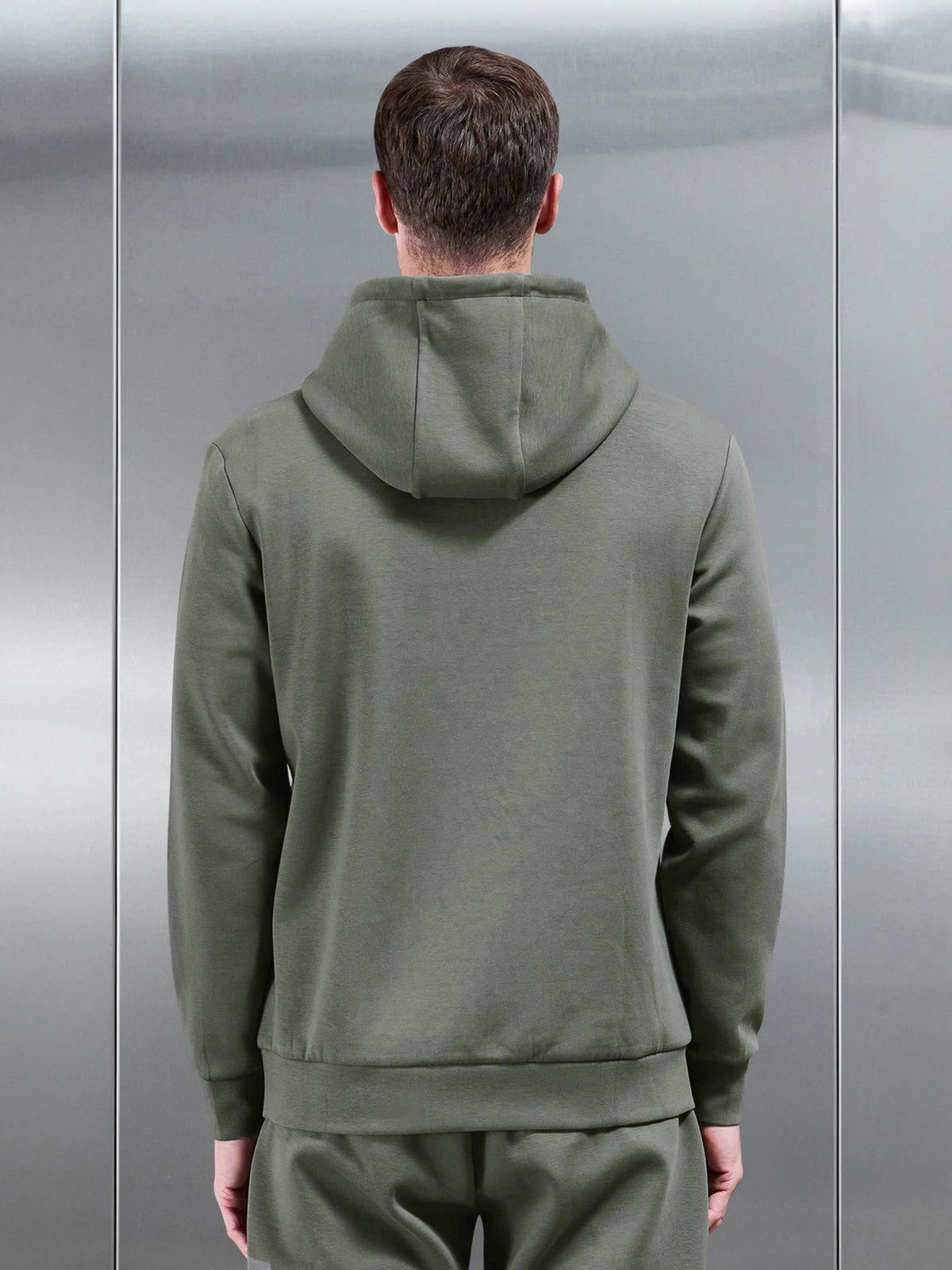 Interlock Jersey Hoodie in Sage – slim fit men's hoodie – view 5