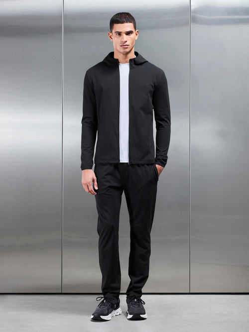 Active Jersey Zip Hoodie in Black