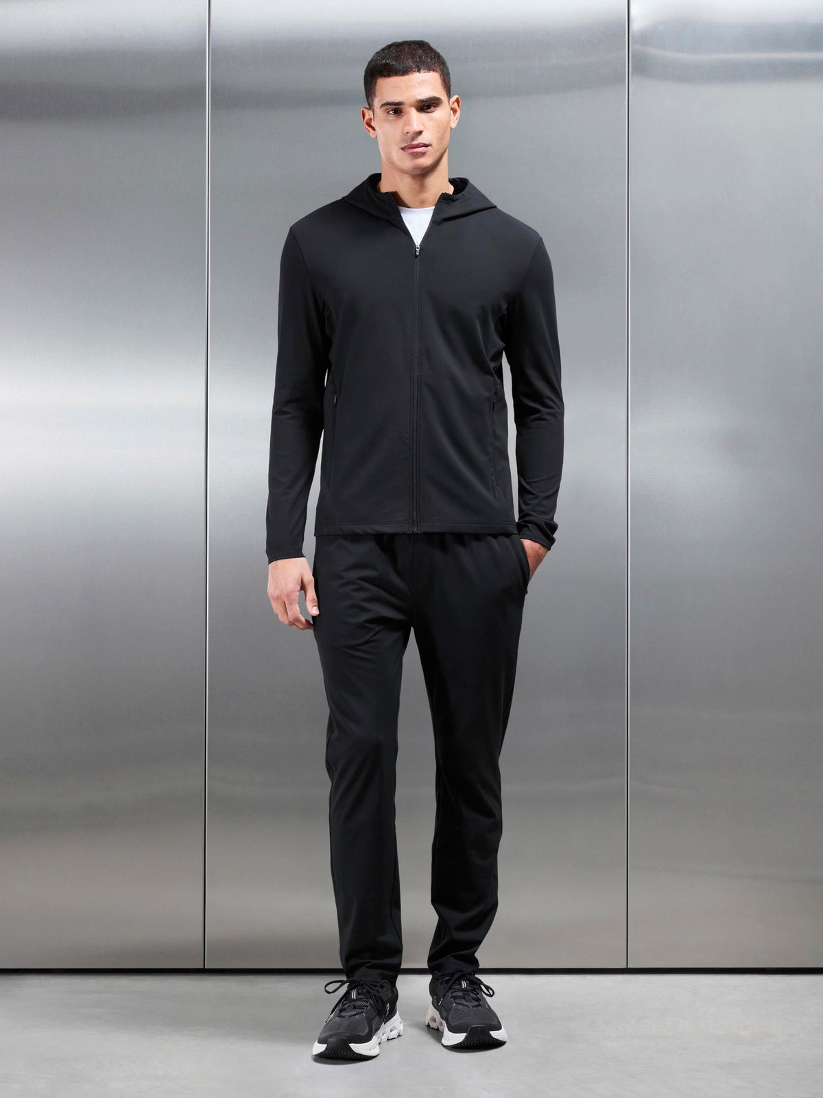 Active Jersey Zip Hoodie in Black