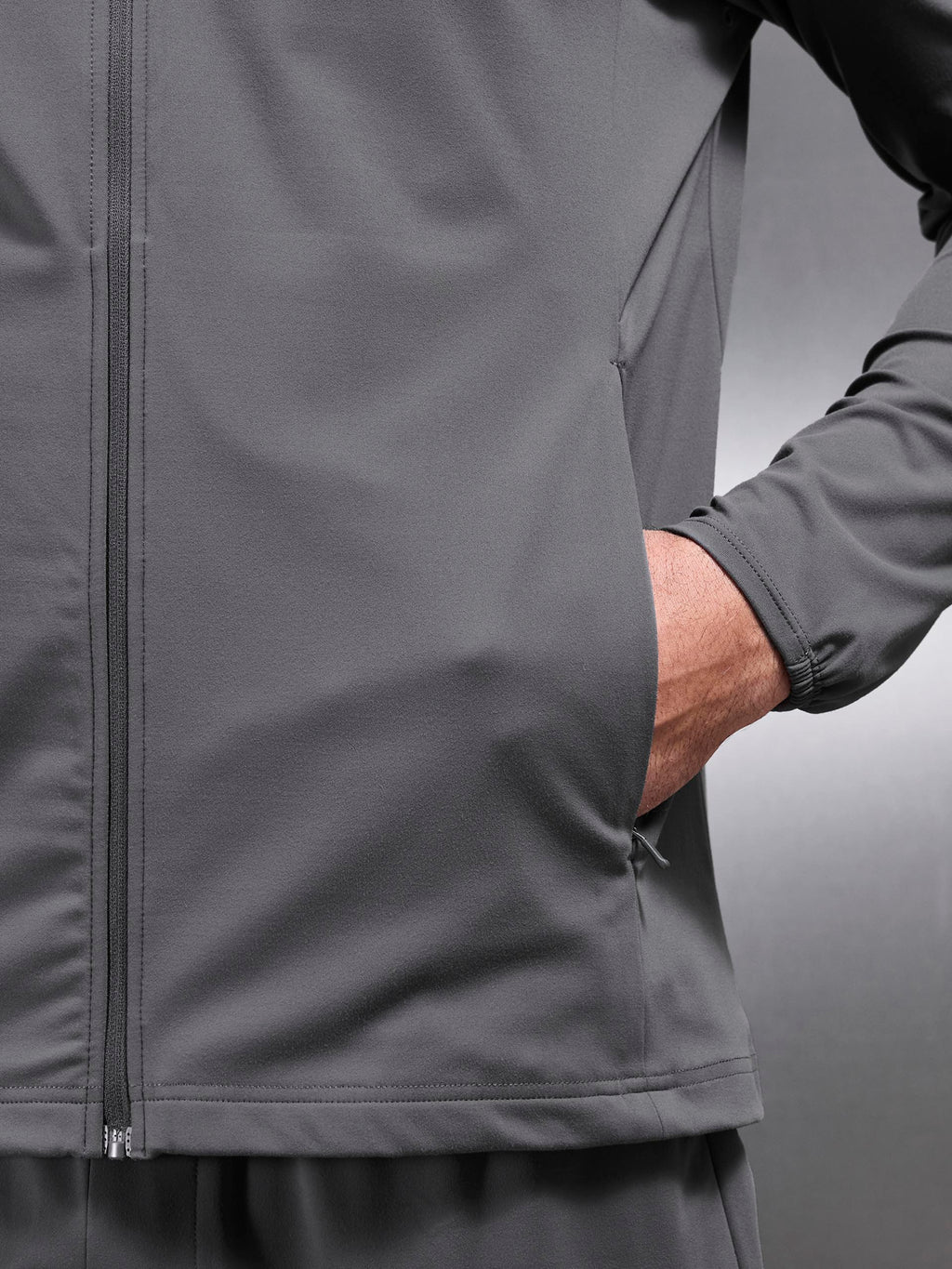 Active Jersey Zip Hoodie in Grey