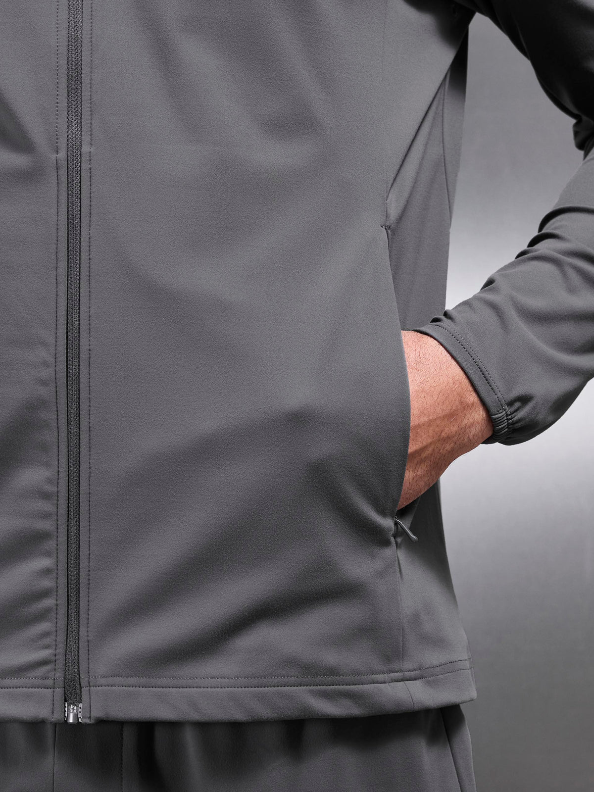 Active Jersey Zip Hoodie in Grey