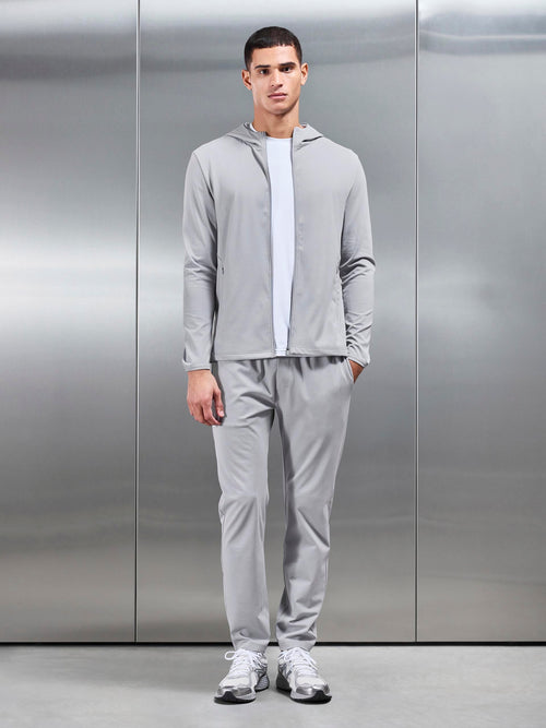 Active Jersey Zip Hoodie in Marl Grey