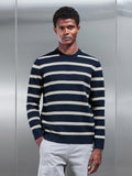 Chunky Wool Stripe Sweatshirt in Navy
