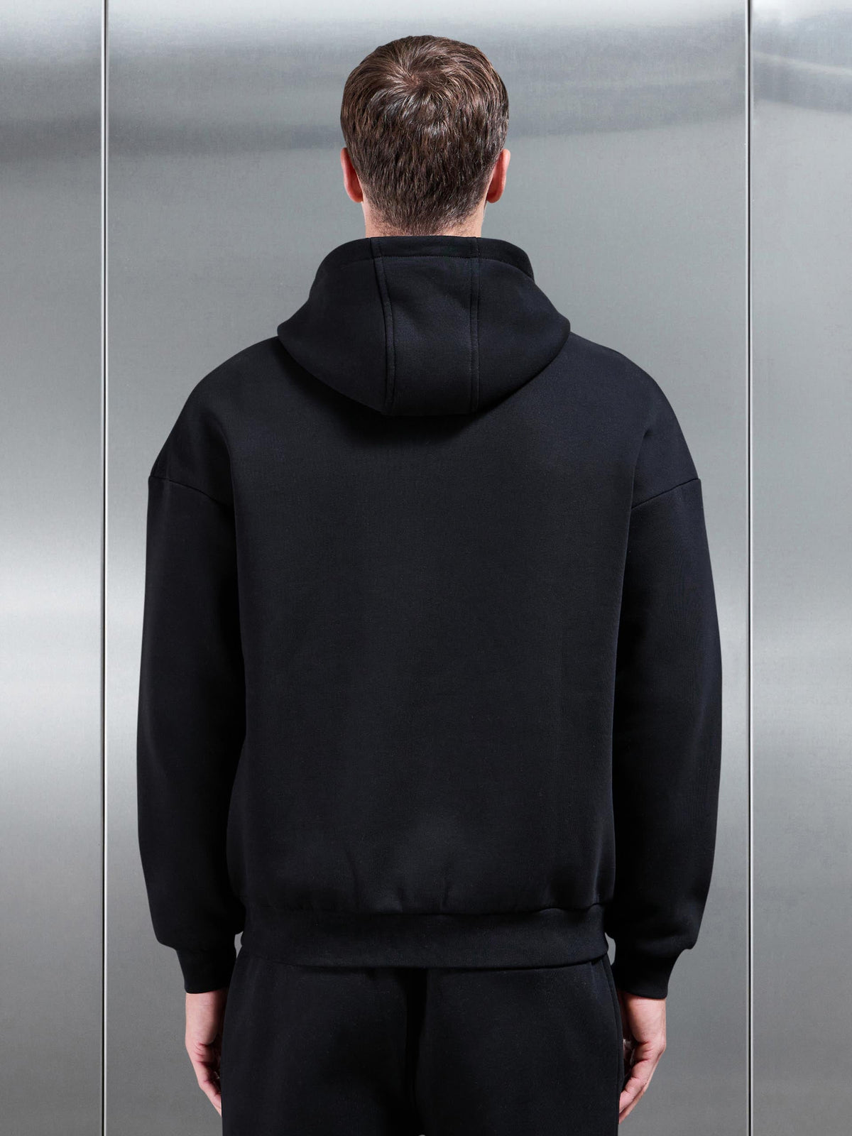 Essential Relaxed Fit Zip Through Hoodie in Black – relaxed fit men's hoodie – view 5