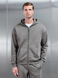 Essential Relaxed Fit Zip Through Hoodie in Grey