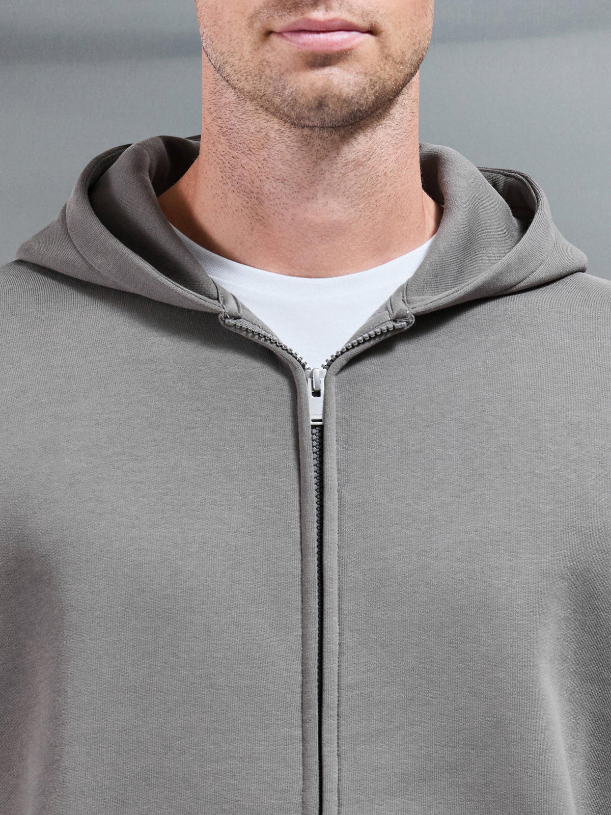 Essential Relaxed Fit Zip Through Hoodie in Grey – relaxed fit men's hoodie – view 3