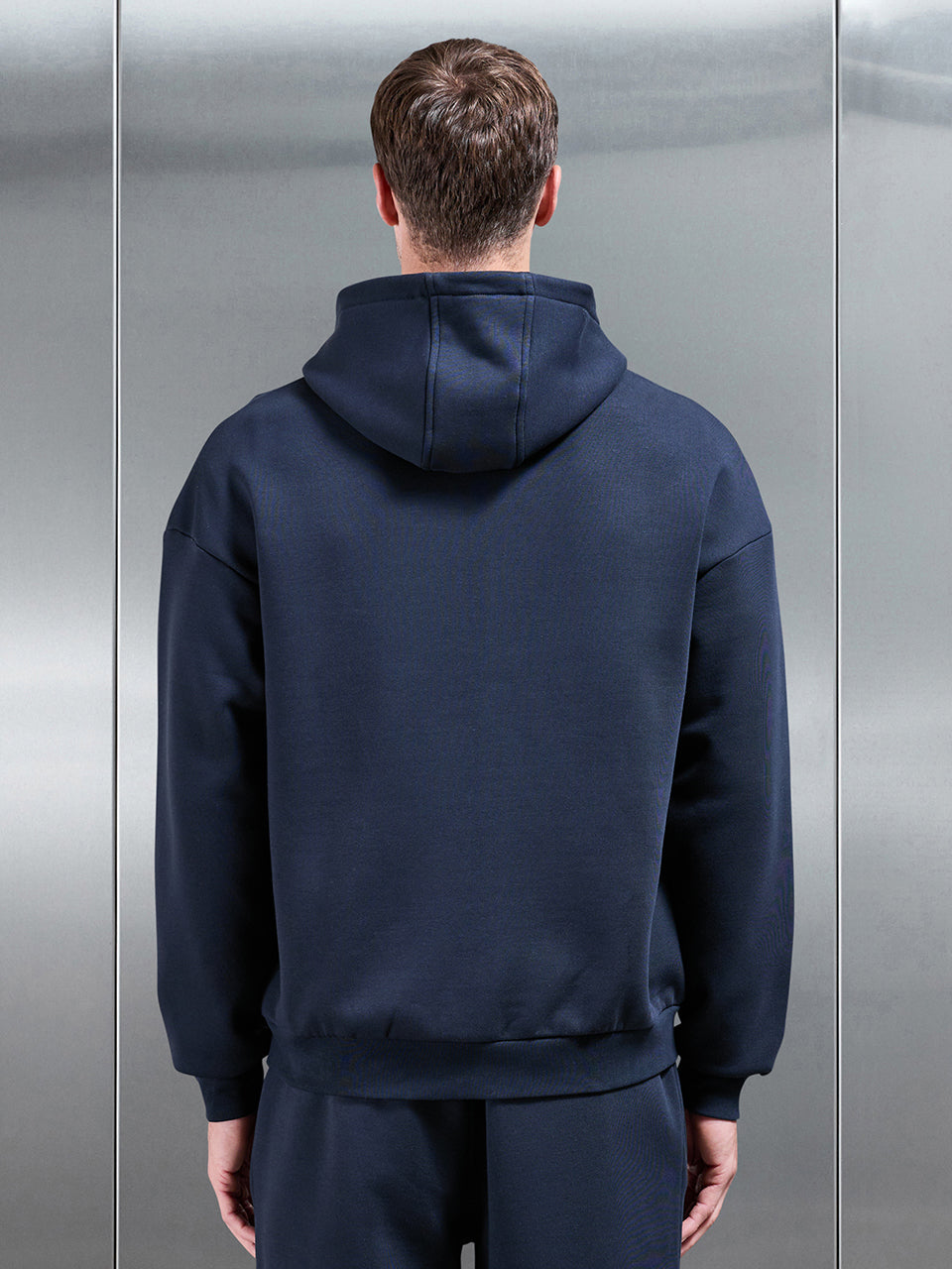 Essential Relaxed Fit Zip Through Hoodie in Navy – relaxed fit men's hoodie – view 5
