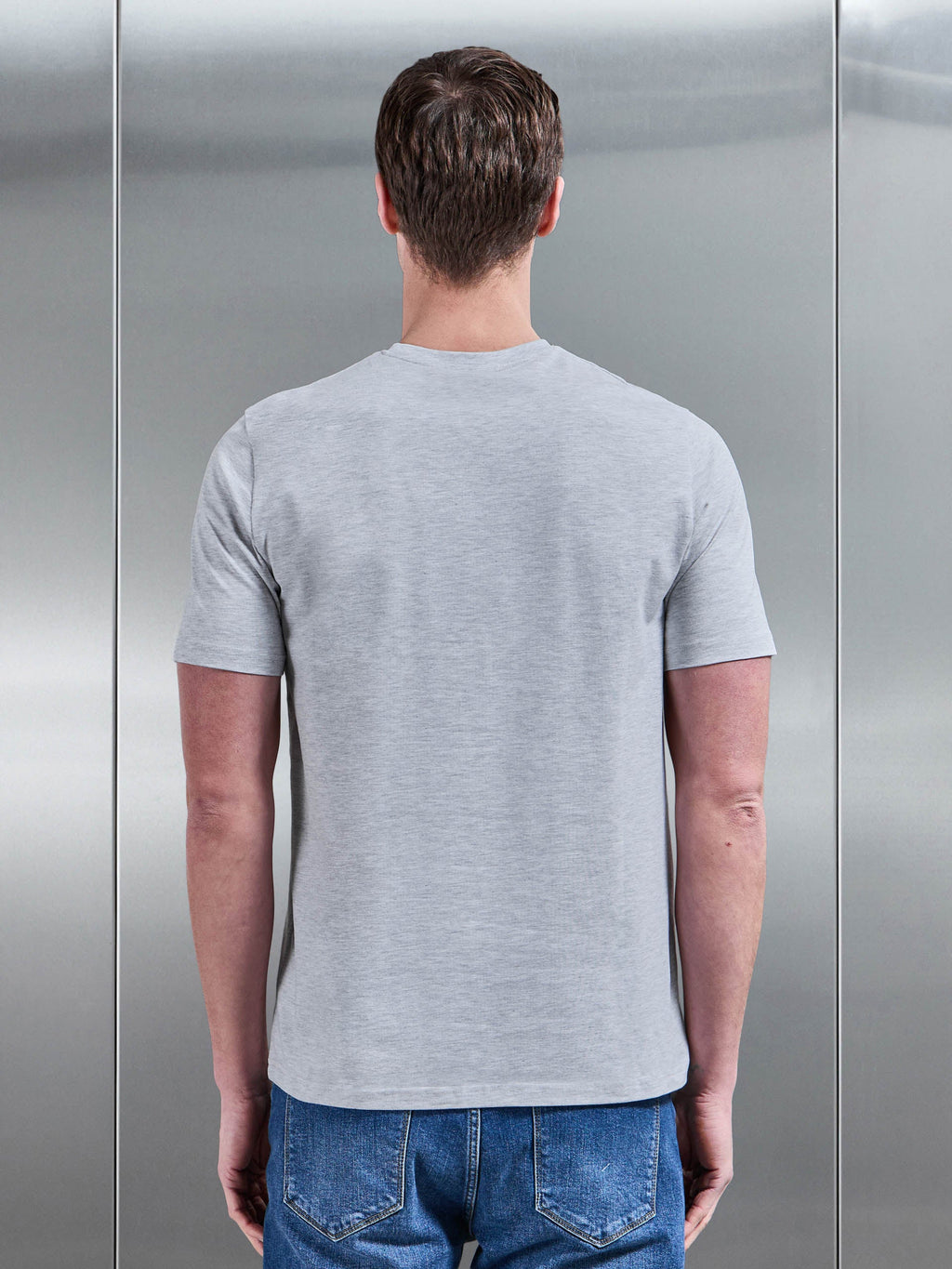 Essential Slim Fit Cotton Stretch T-Shirt in Marl Grey