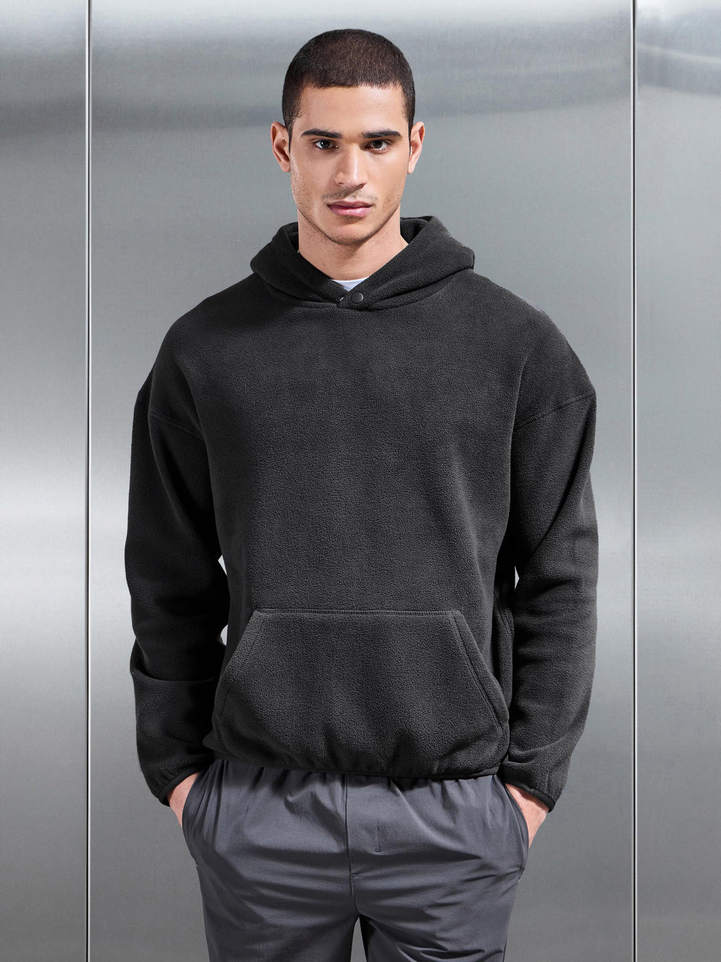 Fleece Relaxed Fit Hoodie in Grey