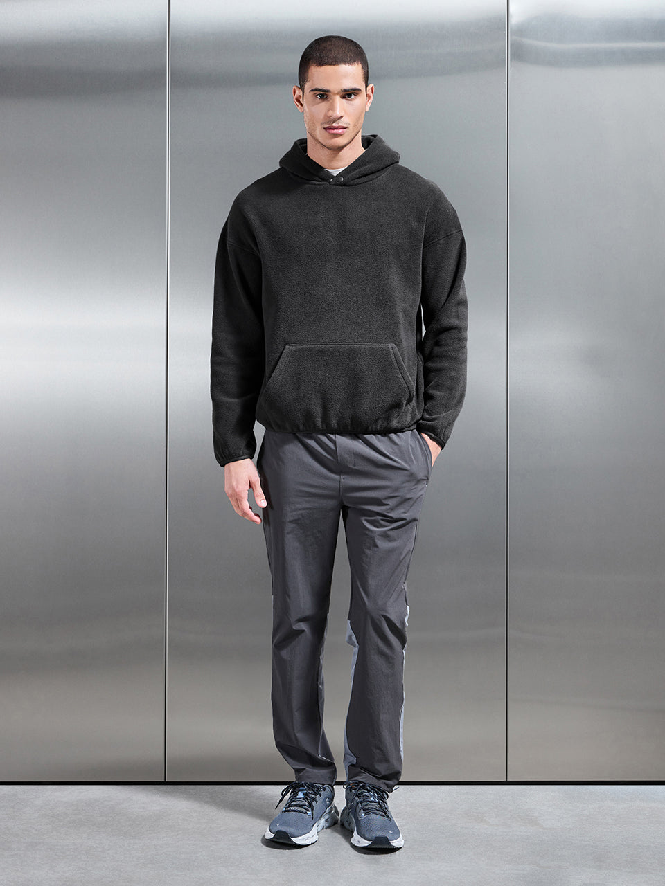Fleece Relaxed Fit Hoodie in Grey