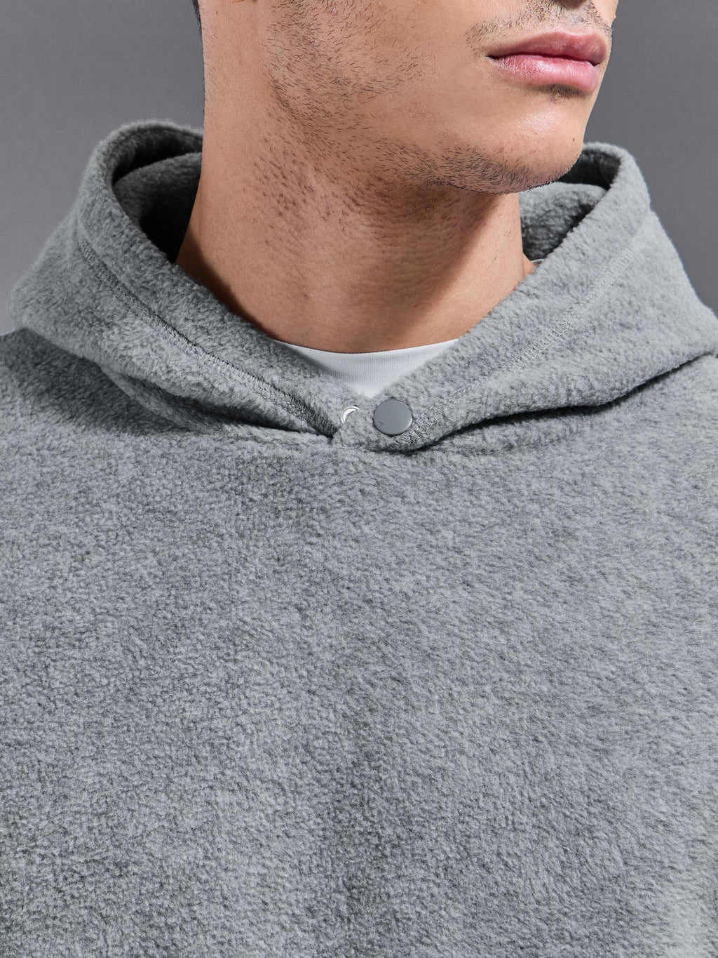 Fleece Relaxed Fit Hoodie in Grey Marl