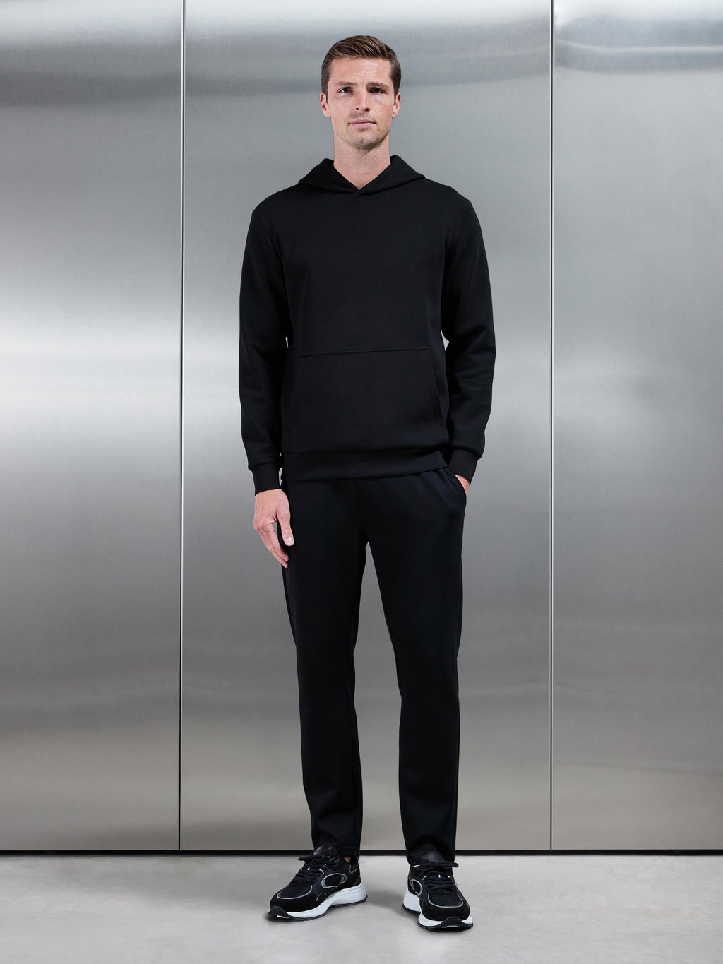 Interlock Jersey Essential Hoodie in Black