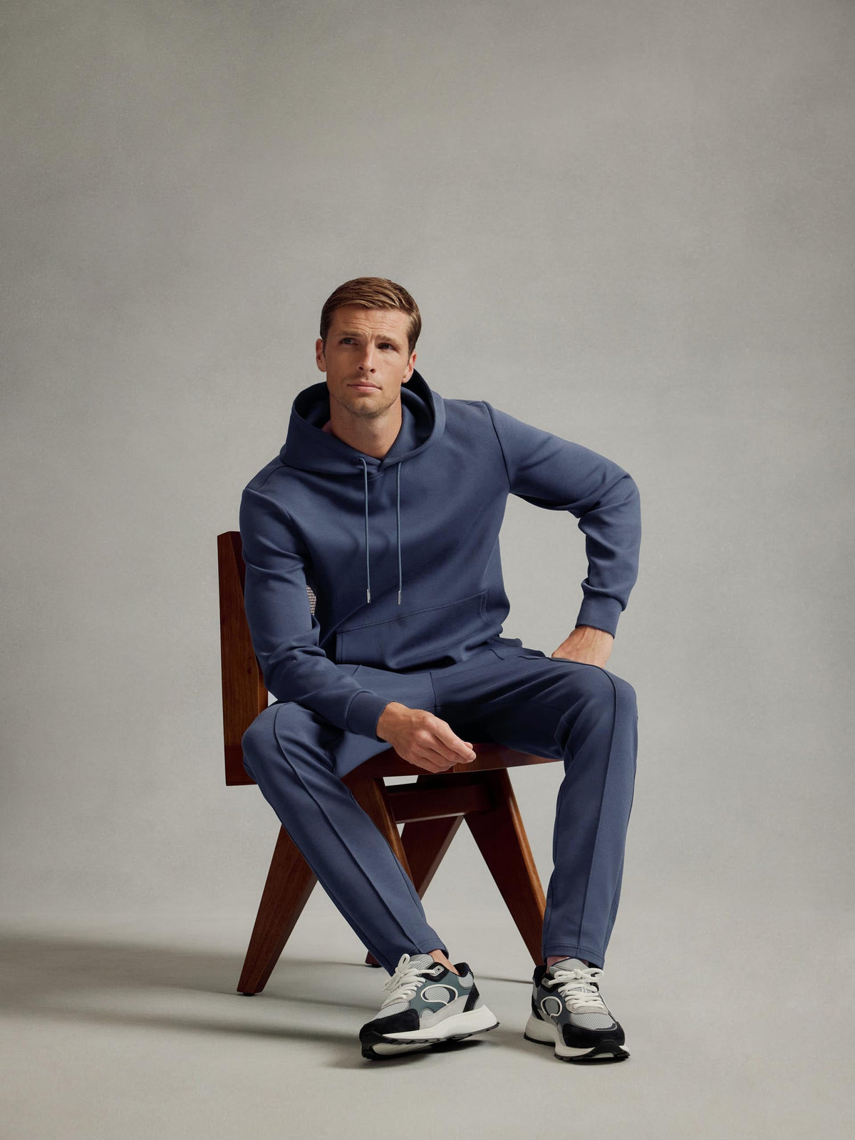 Interlock Jersey Hoodie in Slate Blue