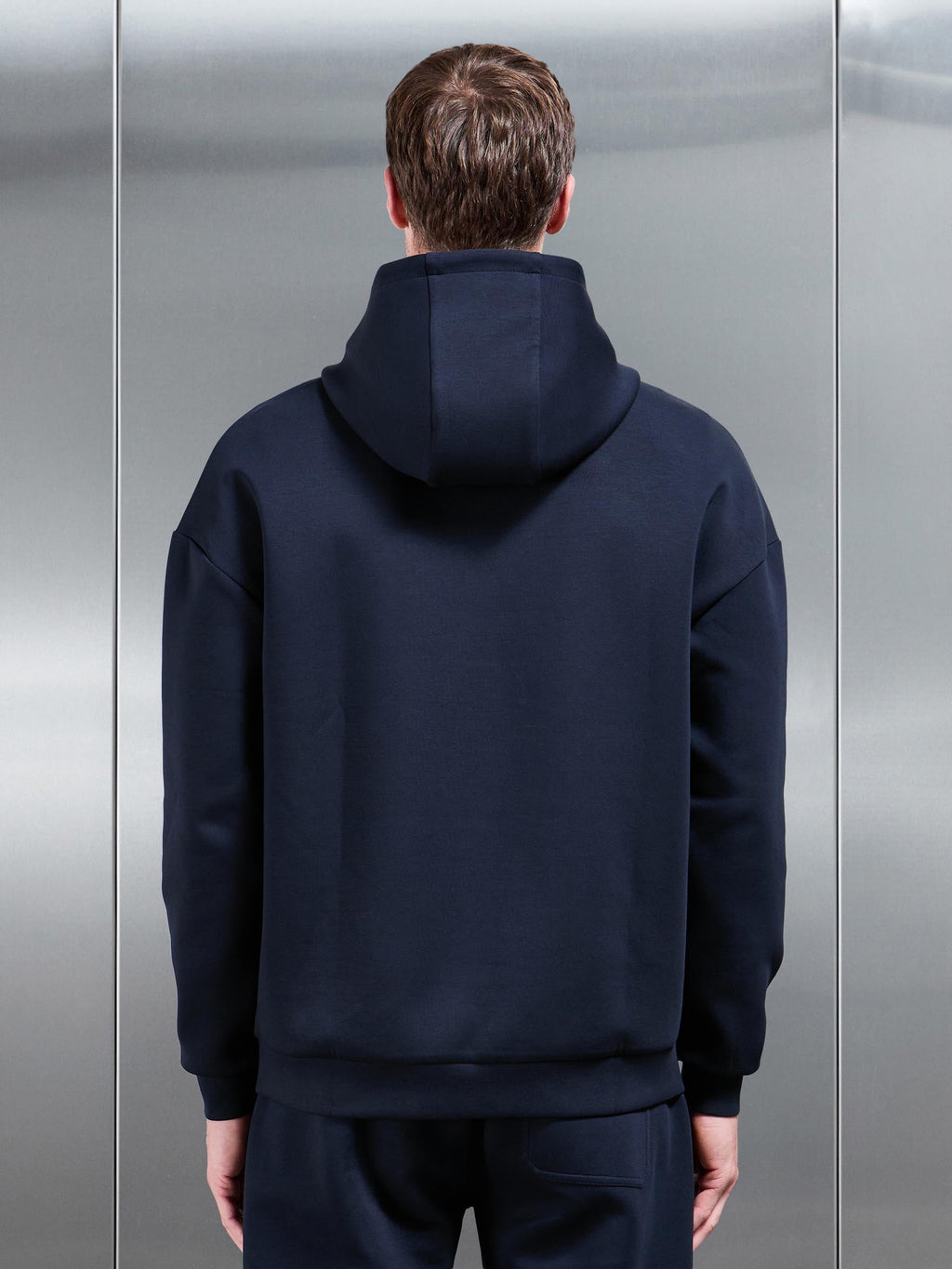 Interlock Jersey Relaxed Fit Hoodie in Navy