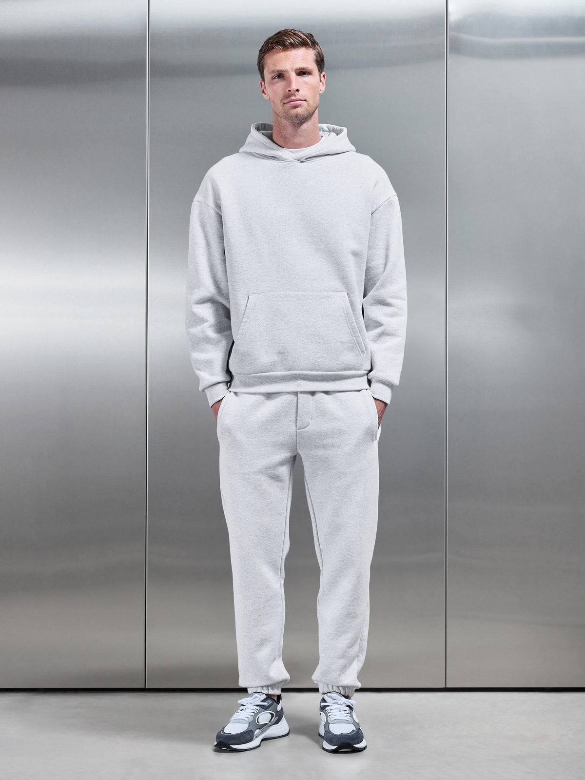 Relaxed Fit Hoodie in Marl Grey
