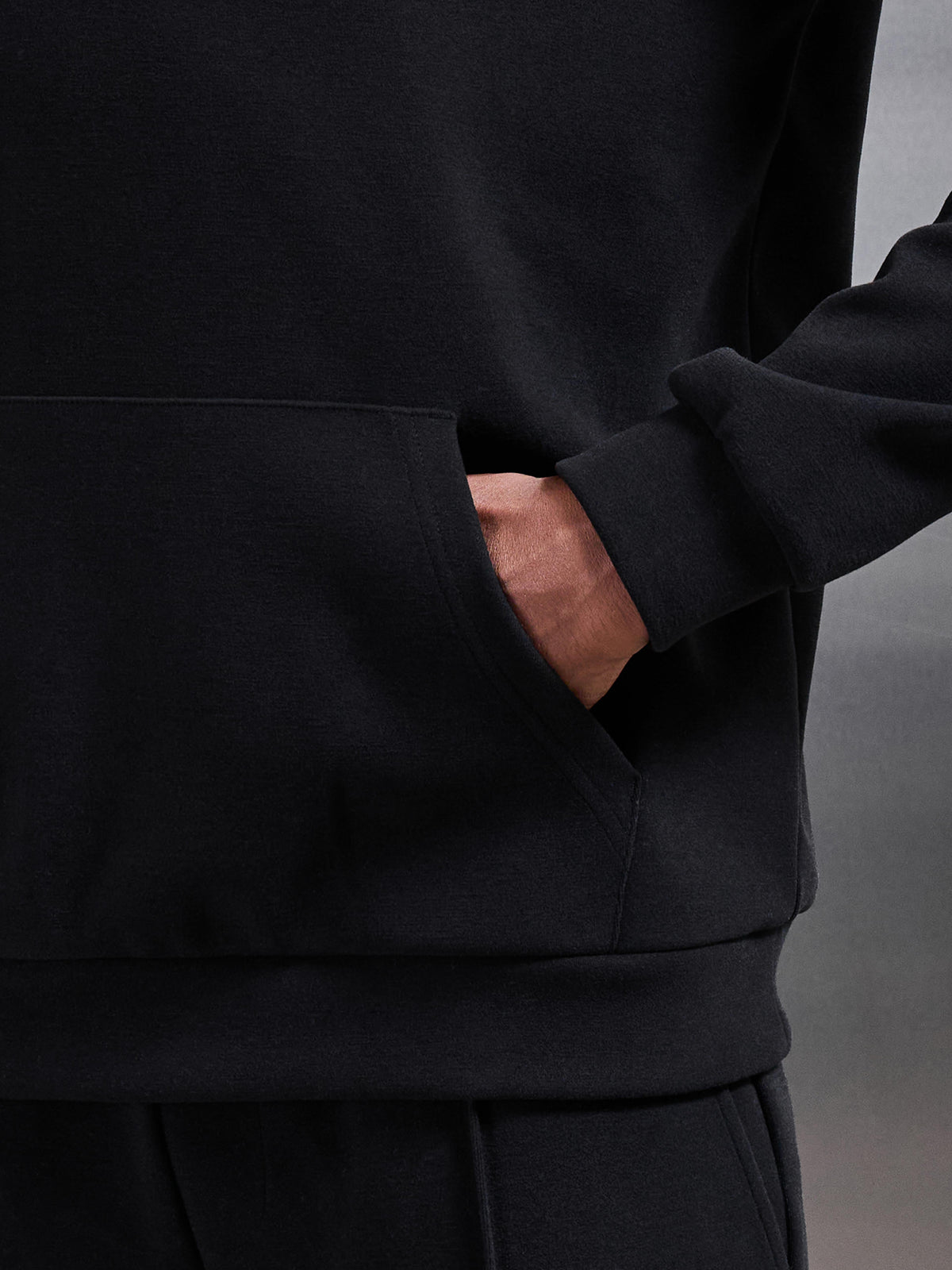 Slim Fit Knitted Hoodie in Black
