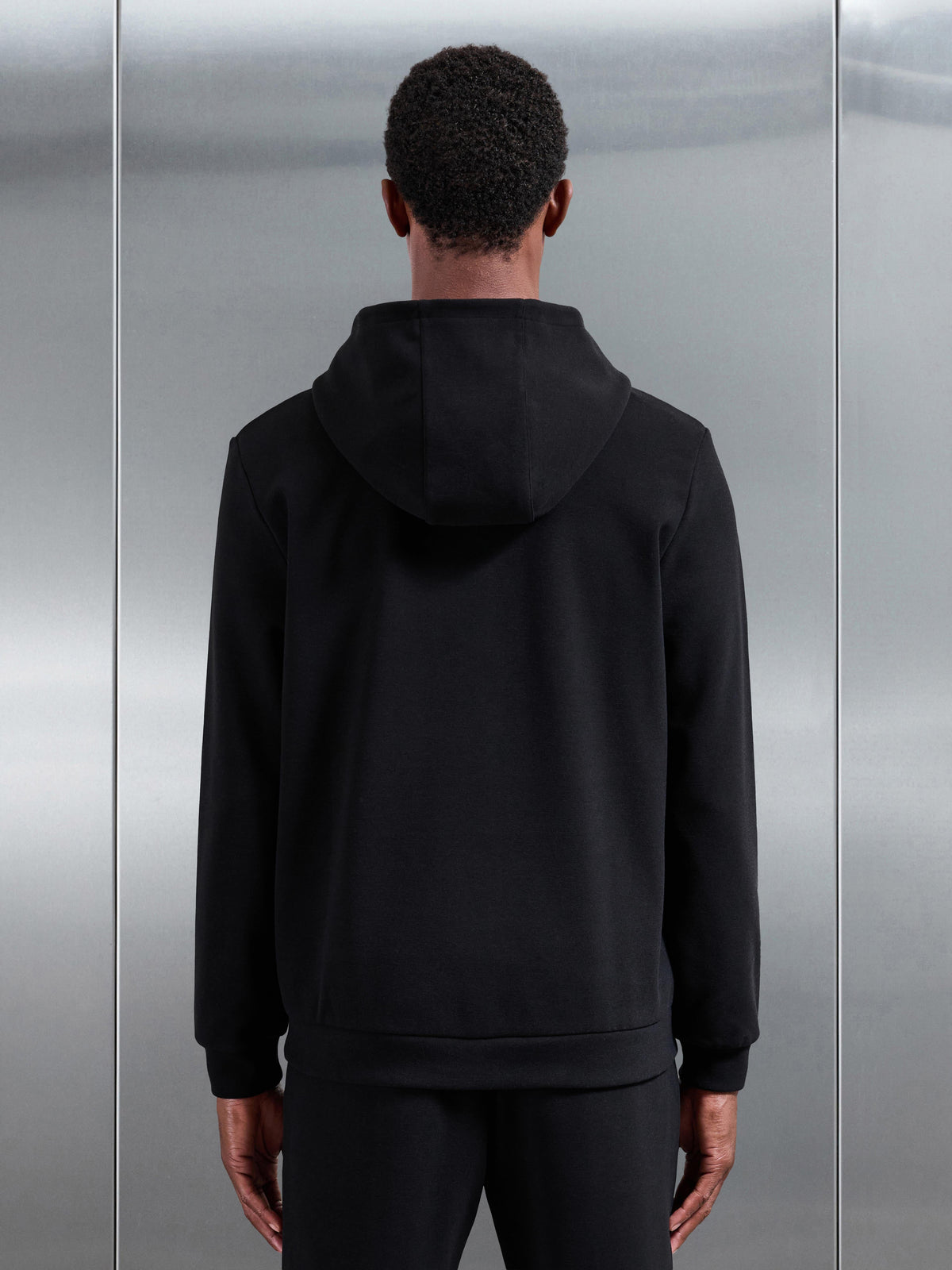 Slim Fit Knitted Hoodie in Black