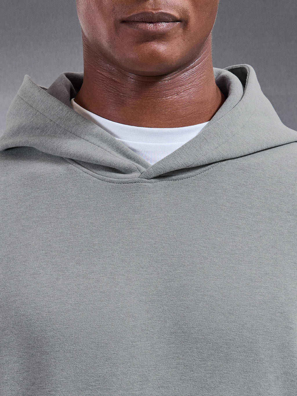 Slim Fit Knitted Hoodie in Marl Grey