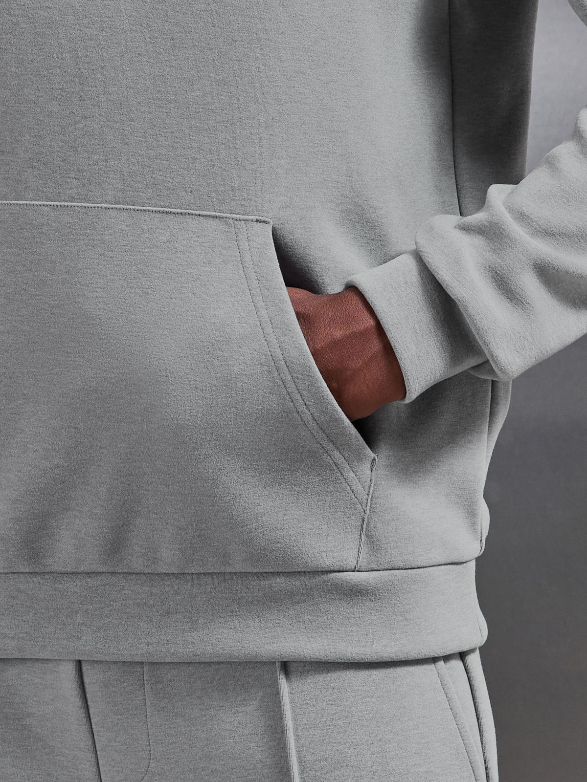 Slim Fit Knitted Hoodie in Marl Grey