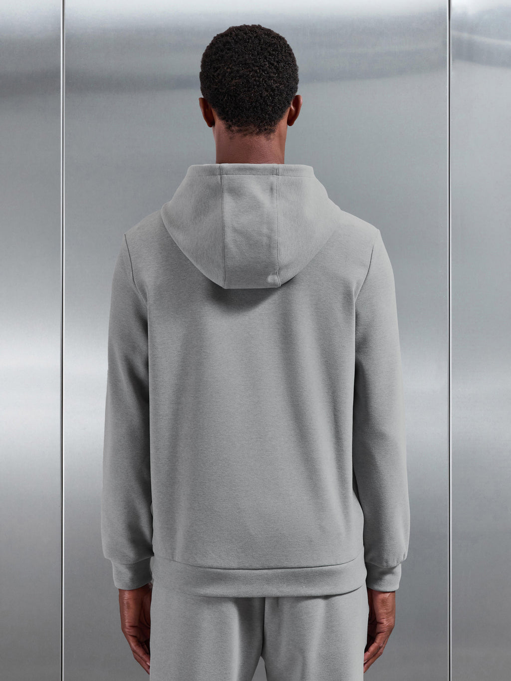 Slim Fit Knitted Hoodie in Marl Grey