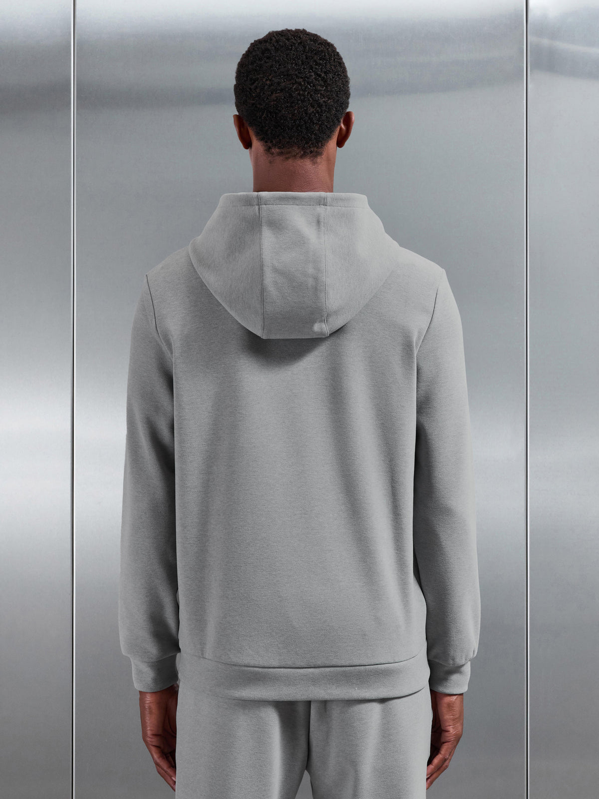 Slim Fit Knitted Hoodie in Marl Grey